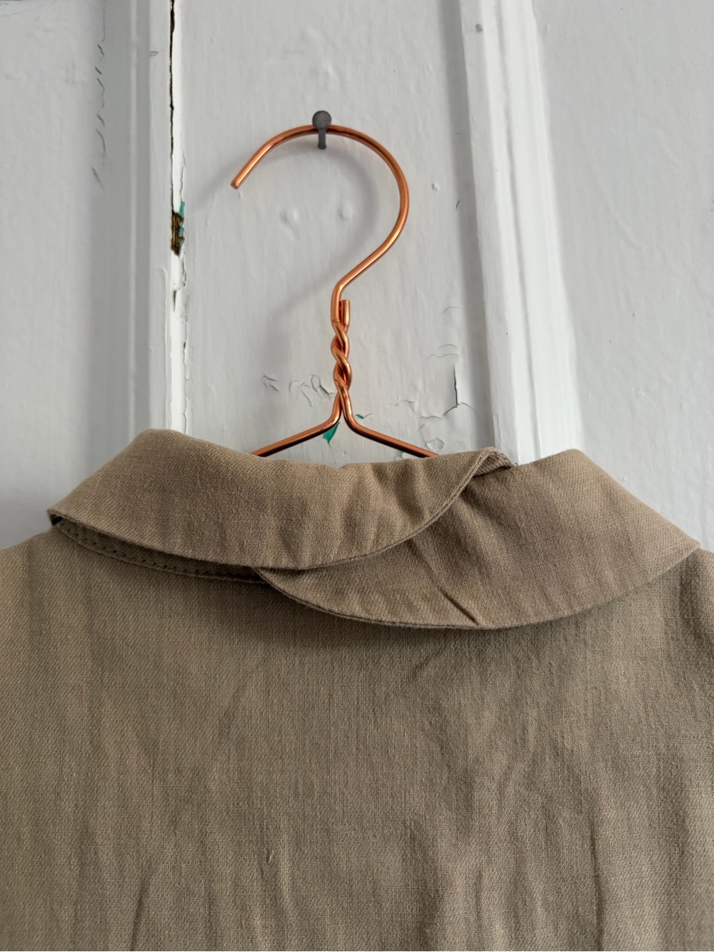 Jennifer Glasgow Tan Button-Down Shirt with Origami Collar - Picture 4 of 8
